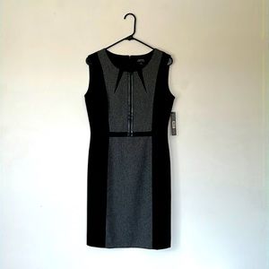 Tahari dress, black and grey, size 8.